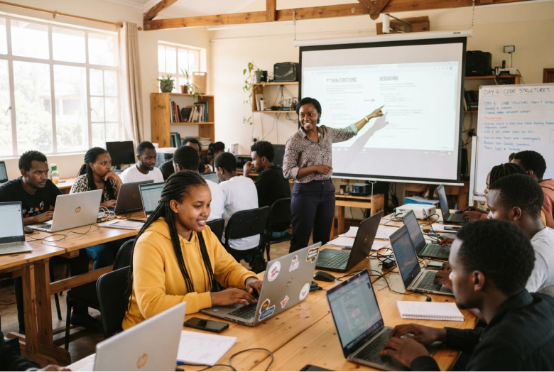Class in session at Chigisoft Academy, learners at laptops